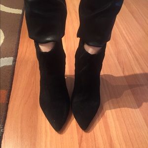 Black suede booties. Great condition